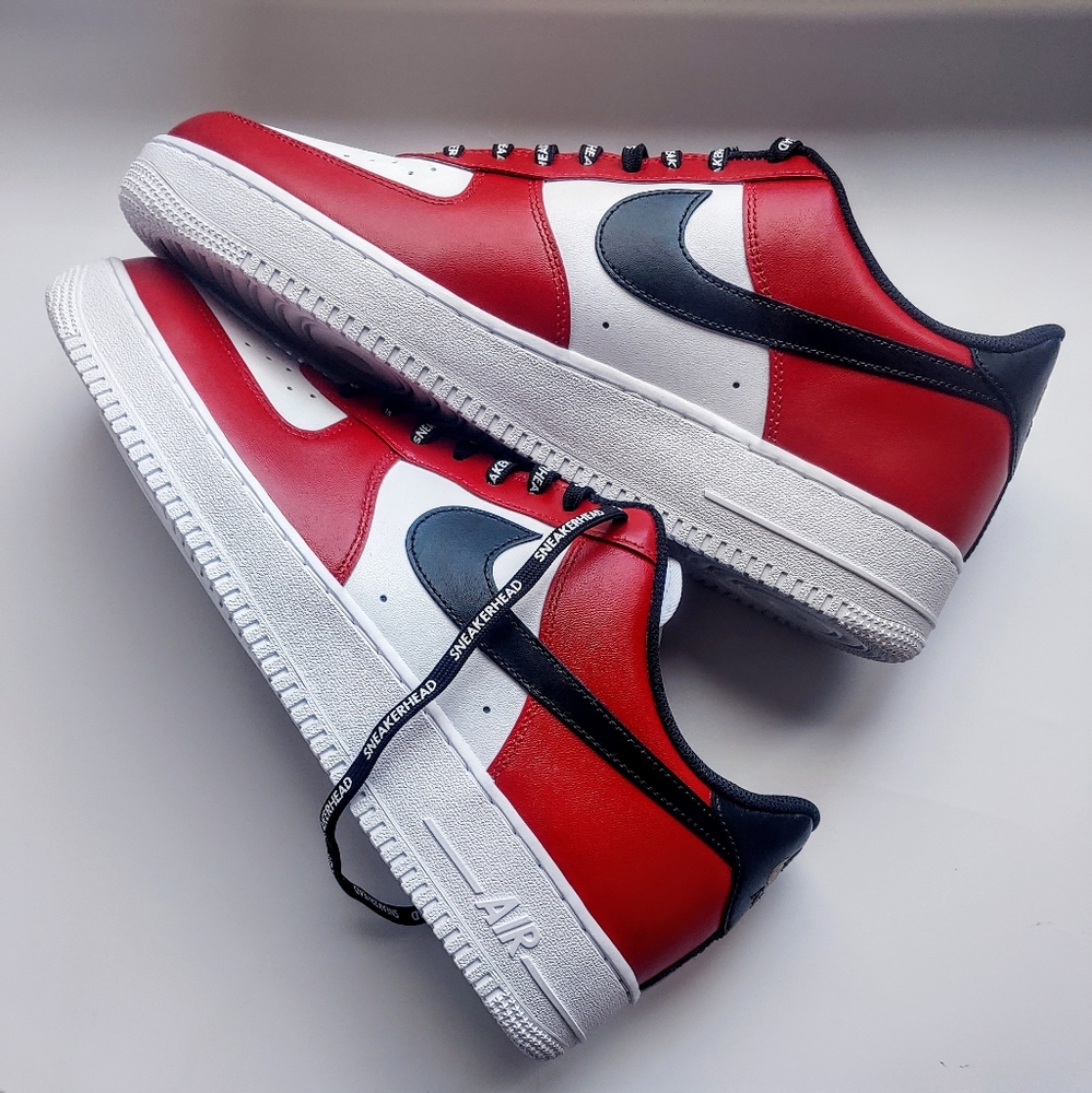 Custom Nike Air Force 1 07 Red Black Gold Men's Size 14